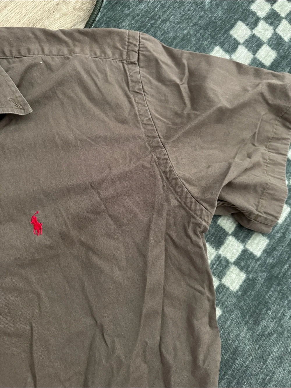 Polo by Ralph Lauren Blake Brown Short-Sleeve Button-Down Shirt with Red Pony XL